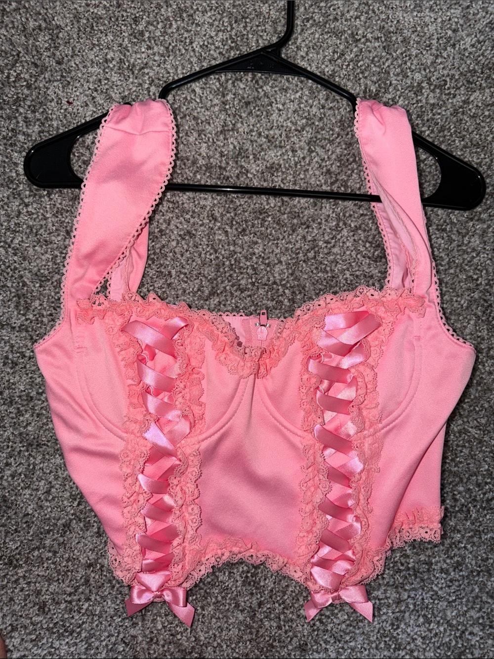 Sugar Thrillz Pink Lace-Up Corset Crop Top